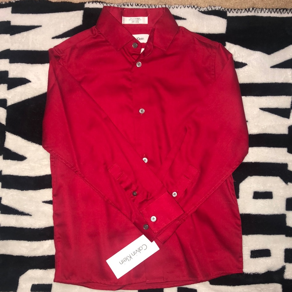 Boys long sleeve button down dress shirt.